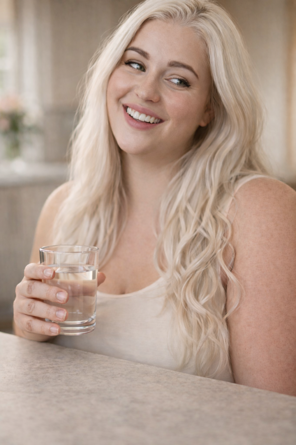 Vrouw drinkt water